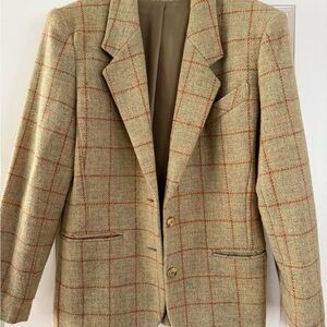 Plaid Blazer with Button Closure